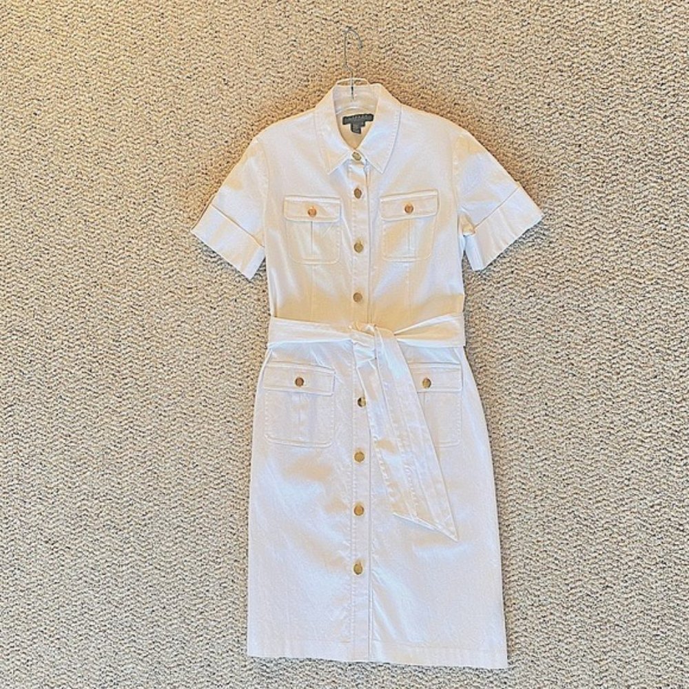 Ralph Lauren Button Up Cotton Dress, White, Size 6 - Picture 4 of 16